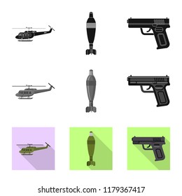 Isolated object of weapon and gun symbol. Set of weapon and army stock symbol for web.