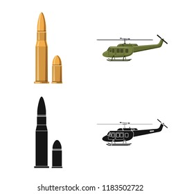 Isolated object of weapon and gun symbol. Set of weapon and army stock vector illustration.