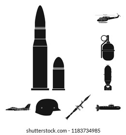 Isolated object of weapon and gun symbol. Collection of weapon and army vector icon for stock.