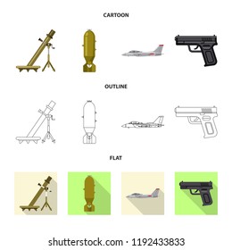 Isolated object of weapon and gun symbol. Collection of weapon and army stock symbol for web.