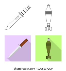 Isolated object of weapon and gun symbol. Set of weapon and army vector icon for stock.