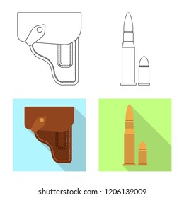 Isolated object of weapon and gun symbol. Collection of weapon and army stock symbol for web.