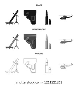 Isolated object of weapon and gun symbol. Set of weapon and army vector icon for stock.