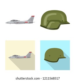 Isolated object of weapon and gun symbol. Collection of weapon and army stock symbol for web.