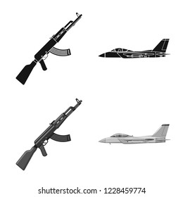 Isolated object of weapon and gun symbol. Set of weapon and army stock vector illustration.