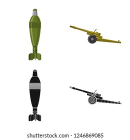 Isolated object of weapon and gun symbol. Set of weapon and army stock vector illustration.
