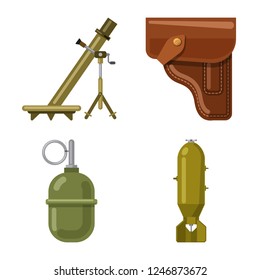 Isolated object of weapon and gun symbol. Set of weapon and army stock symbol for web.