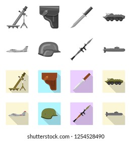 Isolated object of weapon and gun symbol. Set of weapon and army stock symbol for web.