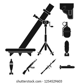 Isolated object of weapon and gun symbol. Set of weapon and army stock symbol for web.