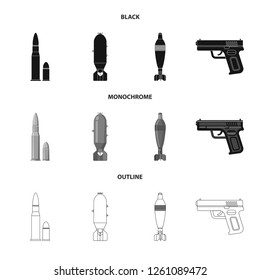 Isolated object of weapon and gun symbol. Collection of weapon and army stock symbol for web.