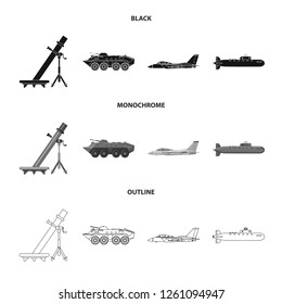 Isolated object of weapon and gun symbol. Collection of weapon and army stock symbol for web.