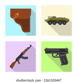 Isolated object of weapon and gun symbol. Collection of weapon and army stock symbol for web.