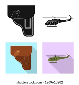 Isolated object of weapon and gun symbol. Set of weapon and army stock vector illustration.