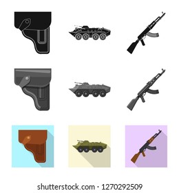 Isolated object of weapon and gun symbol. Set of weapon and army vector icon for stock.