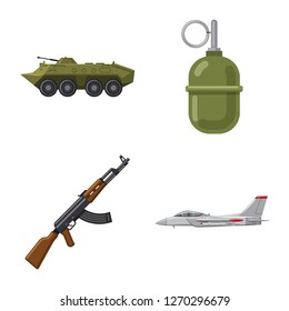 Isolated object of weapon and gun symbol. Set of weapon and army vector icon for stock.