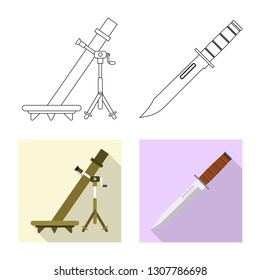 Isolated object of weapon and gun symbol. Set of weapon and army stock symbol for web.