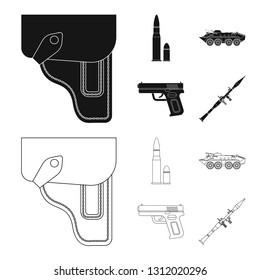 Isolated object of weapon and gun symbol. Collection of weapon and army stock vector illustration.