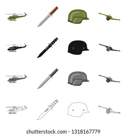 Isolated object of weapon and gun symbol. Collection of weapon and army vector icon for stock.