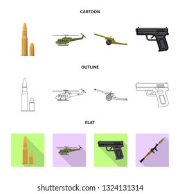 Isolated object of weapon and gun symbol. Set of weapon and army stock vector illustration.