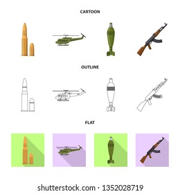 Isolated object of weapon and gun symbol. Collection of weapon and army vector icon for stock.