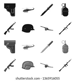 Isolated object of weapon and gun symbol. Collection of weapon and army stock symbol for web.