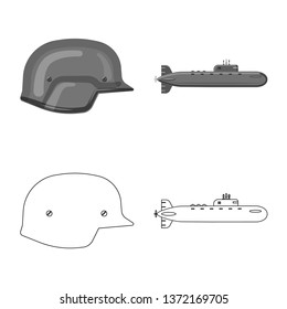 Isolated object of weapon and gun symbol. Collection of weapon and army stock symbol for web.