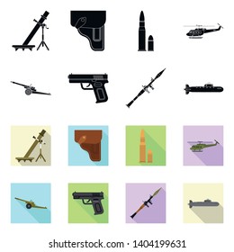 Isolated object of weapon and gun symbol. Set of weapon and army stock symbol for web.