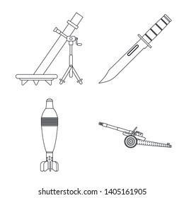 Isolated object of weapon and gun symbol. Collection of weapon and army vector icon for stock.