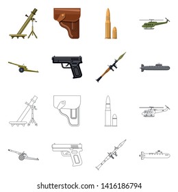 Isolated object of weapon and gun symbol. Collection of weapon and army stock symbol for web.