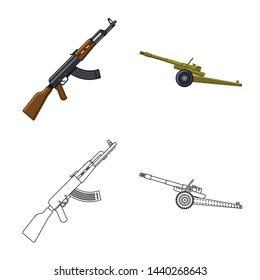 Isolated object of weapon and gun symbol. Collection of weapon and army stock symbol for web.