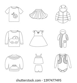 Isolated object  wear and child sign. Set  wear and apparel stock vector illustration.