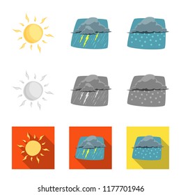 Isolated object of weather and climate icon. Set of weather and cloud stock symbol for web.