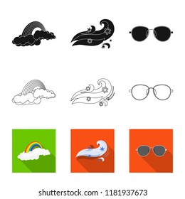 Isolated object of weather and climate icon. Collection of weather and cloud vector icon for stock.