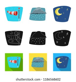 Isolated object of weather and climate icon. Set of weather and cloud stock symbol for web.