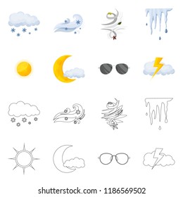 Isolated object of weather and climate icon. Set of weather and cloud stock symbol for web.