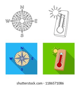 Isolated object of weather and climate icon. Set of weather and cloud stock vector illustration.