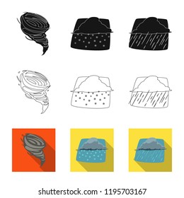 Isolated object of weather and climate icon. Collection of weather and cloud stock vector illustration.