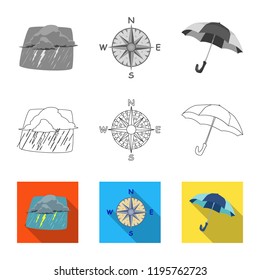 Isolated object of weather and climate icon. Set of weather and cloud stock vector illustration.