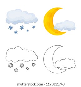 Isolated object of weather and climate icon. Collection of weather and cloud vector icon for stock.