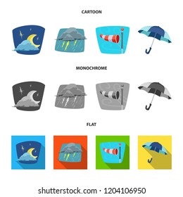 Isolated object of weather and climate icon. Set of weather and cloud stock symbol for web.