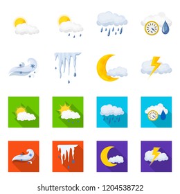 Isolated object of weather and climate icon. Set of weather and cloud stock symbol for web.