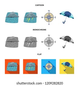 Isolated object of weather and climate icon. Set of weather and cloud stock vector illustration.
