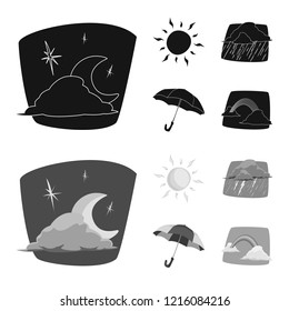 Isolated object of weather and climate icon. Set of weather and cloud stock symbol for web.