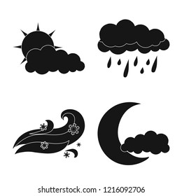 Isolated object of weather and climate icon. Set of weather and cloud stock vector illustration.