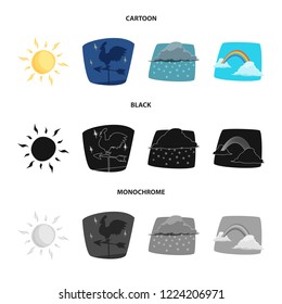 Isolated object of weather and climate icon. Set of weather and cloud stock vector illustration.