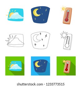 Isolated object of weather and climate icon. Set of weather and cloud stock symbol for web.