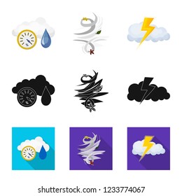 Isolated object of weather and climate icon. Collection of weather and cloud vector icon for stock.