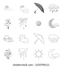 Isolated object of weather and climate icon. Set of weather and cloud stock symbol for web.