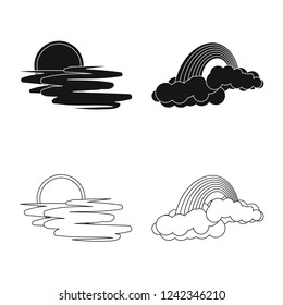 Isolated object of weather and climate icon. Set of weather and cloud stock vector illustration.