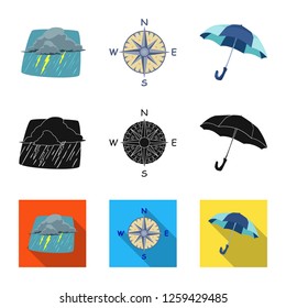 Isolated object of weather and climate icon. Collection of weather and cloud stock vector illustration.
